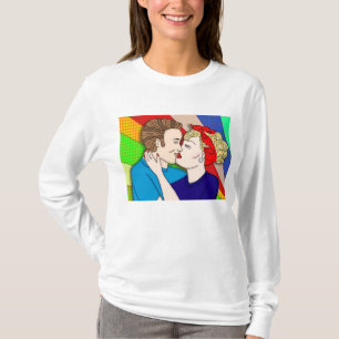 Retro 1950's Pop Art Style Couple Kissing T-Shirt
