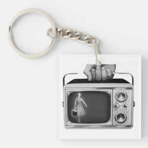 Retro 1950s Portable TV Mid-Century Key Ring