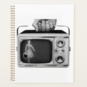 Retro 1950s Portable TV Mid-Century Planner
