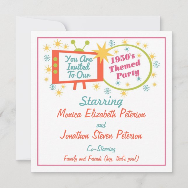 Retro 1950's Themed Party Invitation (Front)