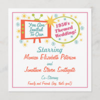 Retro 1950's Themed Wedding Invitation