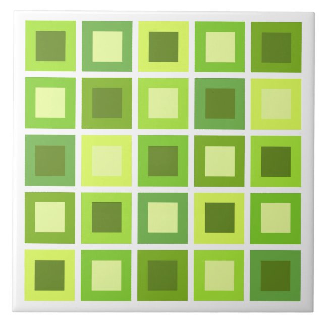 Retro 1950s Tiles Pattern Chartreuse Green (Front)