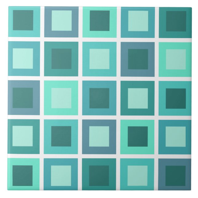 Retro 1950s Tiles Pattern Turquoise (Front)