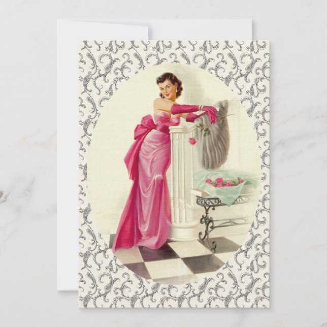 Retro 1950s Valentines Day Dinner Invitation (Front)