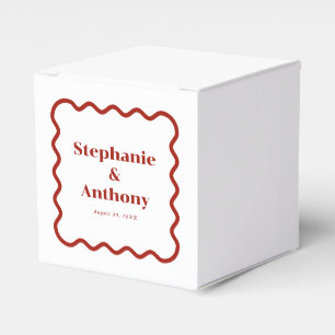 Retro 1950s Wavy Edge Dark Red Wedding Favour Box