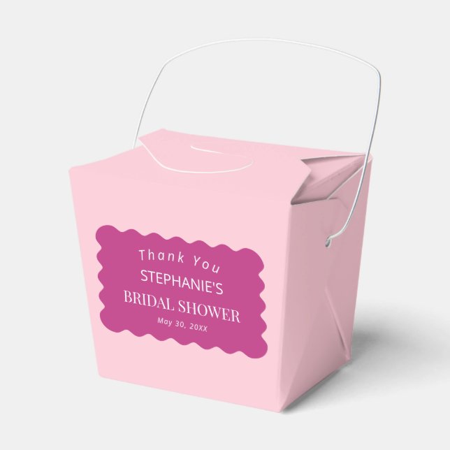 Retro 1950s Wavy Edge Magenta and Pink Bridal   Favour Box (Front Side)