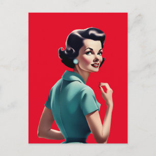 RETRO 1950'S WOMAN POSTCARD