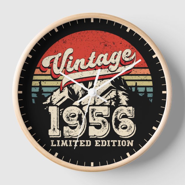 Retro 1956 Birthday Gift Vintage 70th Bday Clock (Front)