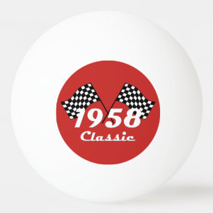 Retro 1958 Classic Black & White Checked Race Flag Ping Pong Ball