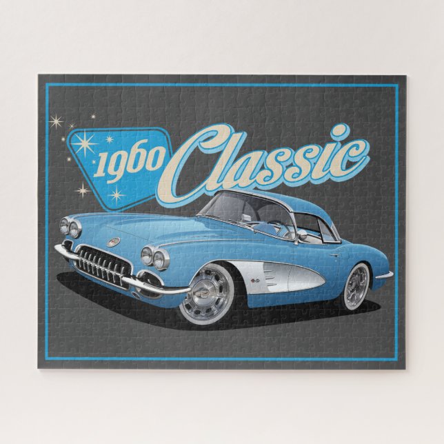 Retro 1960 Classic Car Stars Jigsaw Puzzle (Horizontal)