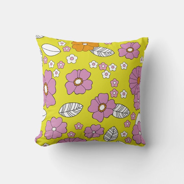 Retro 1960 Flowers Cushion (Front)