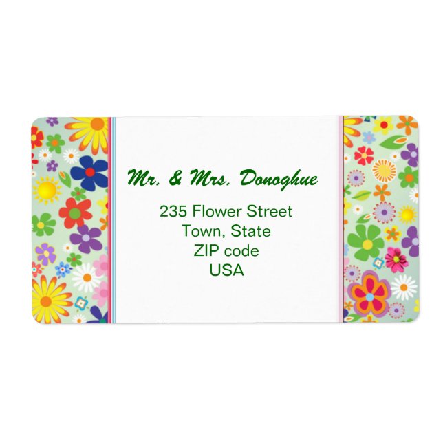 Retro 1960-x style Flower Power address Label (Front)
