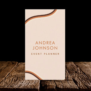 Retro 1960s 1970s Rainbow Stripes Cream Terracotta Business Card