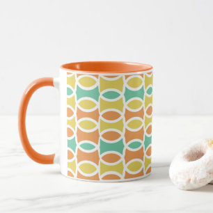 Retro 1960s Circles Ovals Orange Teal Gold Mug
