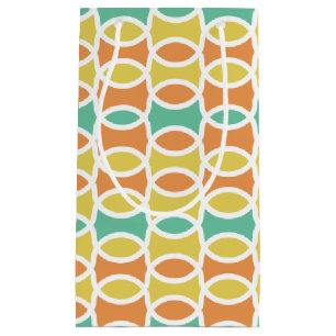Retro 1960s Circles Ovals Orange Teal Gold Small Gift Bag