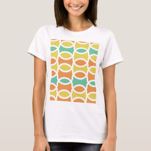 Retro 1960s Circles Ovals Orange Teal Gold T-Shirt