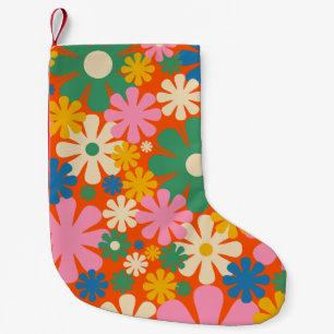 Retro 1960s Colourful Floral Pattern Small Christmas Stocking