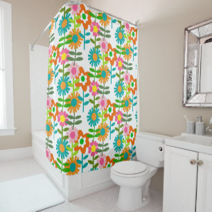 Retro 1960's Flowers Shower Curtain