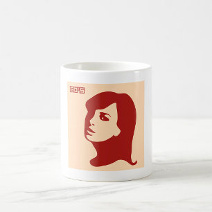 Retro 1960s Minimalist Woman Illustration Art Coffee Mug