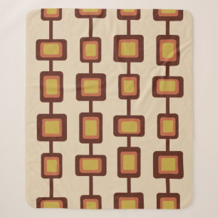 Retro 1960s Rounded Squares Yellow Orange Sherpa Blanket