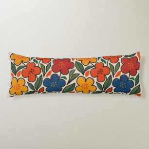 Retro 1960s Style Floral Pattern Body Cushion