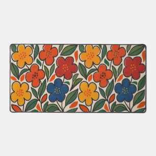 Retro 1960s Style Floral Pattern Desk Mat