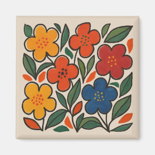 Retro 1960s Style Floral Pattern Magnet