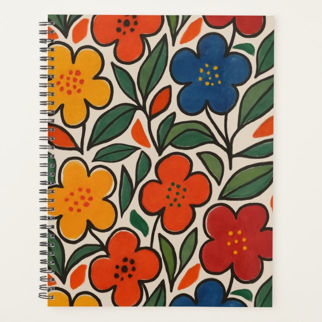 Retro 1960s Style Floral Pattern Planner (Front)