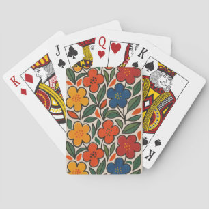 Retro 1960s Style Floral Pattern Playing Cards