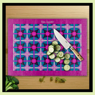 Retro 1960's Style Pattern in Pink, Purple & Blue Cutting Board