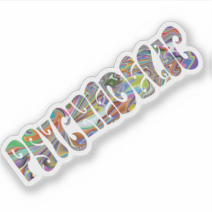 Retro 1960s Word Psychedelic in Colourful Pattern