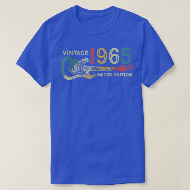 Retro 1965 birthday gift for men Guitar Player 57t T-Shirt (Design Front)