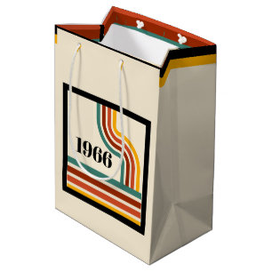 Retro 1966 60th Birthday Stripe Vintage Medium Gift Bag