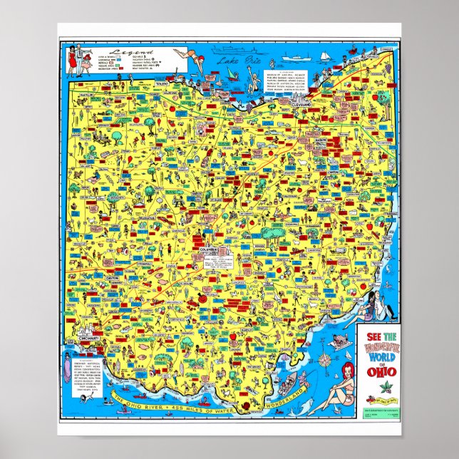 Retro 1966 Ohio Department of Highways map Poster (Front)