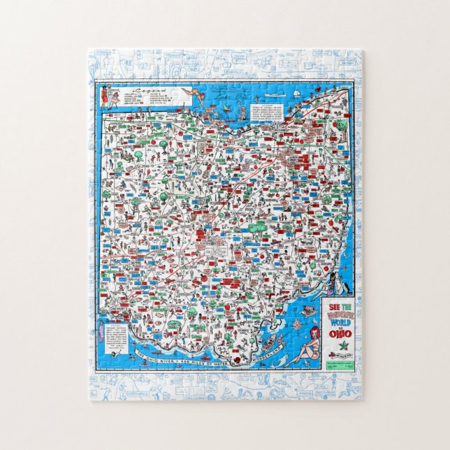 Retro 1966 Ohio map jigsaw puzzle 11"x14" 252 pcs (Vertical)