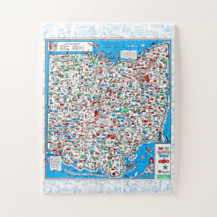 Retro 1966 Ohio map jigsaw puzzle 11"x14" 30 pcs