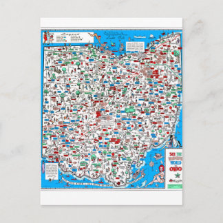 Retro 1966 Ohio map Postcard