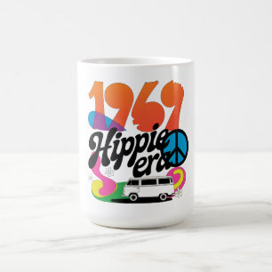 Retro 1969 Hippie Era Graphic with Peace Symbol Coffee Mug