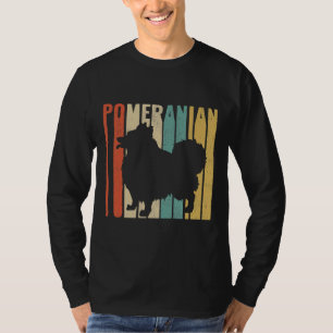 Retro 1970 S Pomeranian Dog Silhouette Cracked Di T-Shirt