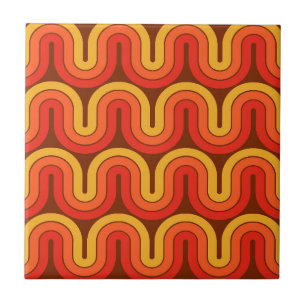Retro 1970 Style Wave Pattern Ceramic Tile