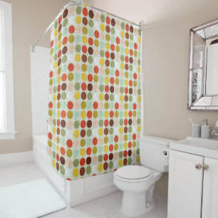 Retro 1970s circles pattern shower curtain