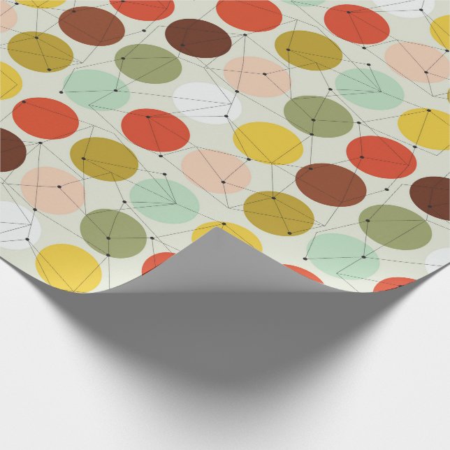 Retro 1970s circles pattern wrapping paper (Corner)