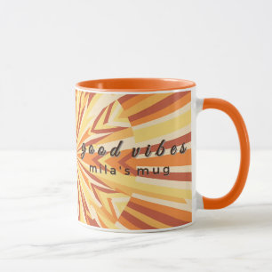 Retro 1970s Club Sunburst Custom Monogram Mug