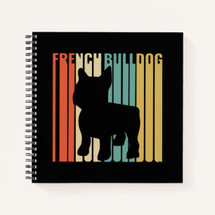 Retro 1970s Dog Silhouette French Bulldog Gift Notebook