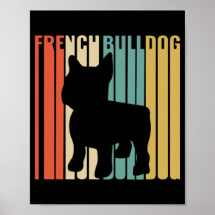 Retro 1970s Dog Silhouette French Bulldog Gift Poster