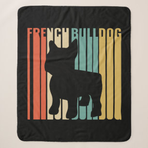 Retro 1970s Dog Silhouette French Bulldog Gift Sherpa Blanket