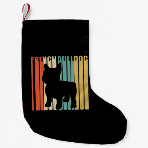 Retro 1970s Dog Silhouette French Bulldog Gift Small Christmas Stocking