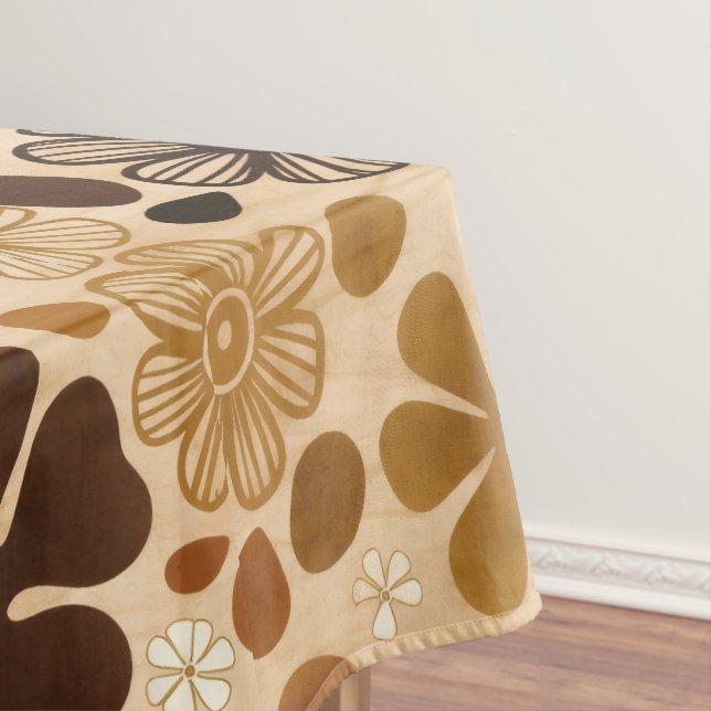 Retro 1970s Floral Graphic Tablecloth (In Situ)