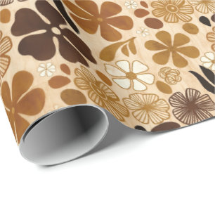 Retro 1970s Floral Graphic Wrapping Paper
