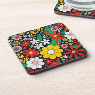 Retro 1970s Floral Pattern Coaster